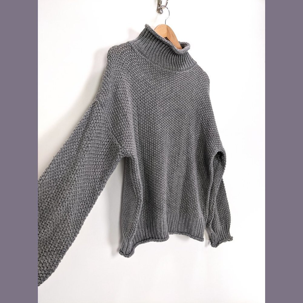 BB Dakota by Steve Madden Size S Womens Chunky Knit Turtleneck Sweater in Gray - Picture 4 of 9